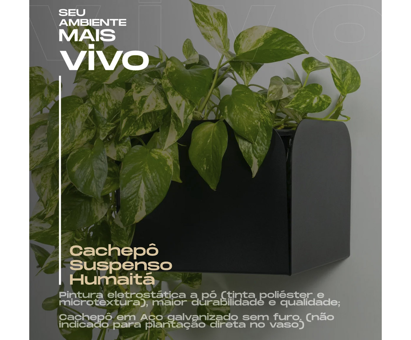 Cachep&ocirc; Suspenso Humait&aacute; Preto image number 4