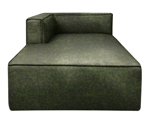 Sof&aacute; M&oacute;dulo Chaise Mensa em Couro Verde - image 0