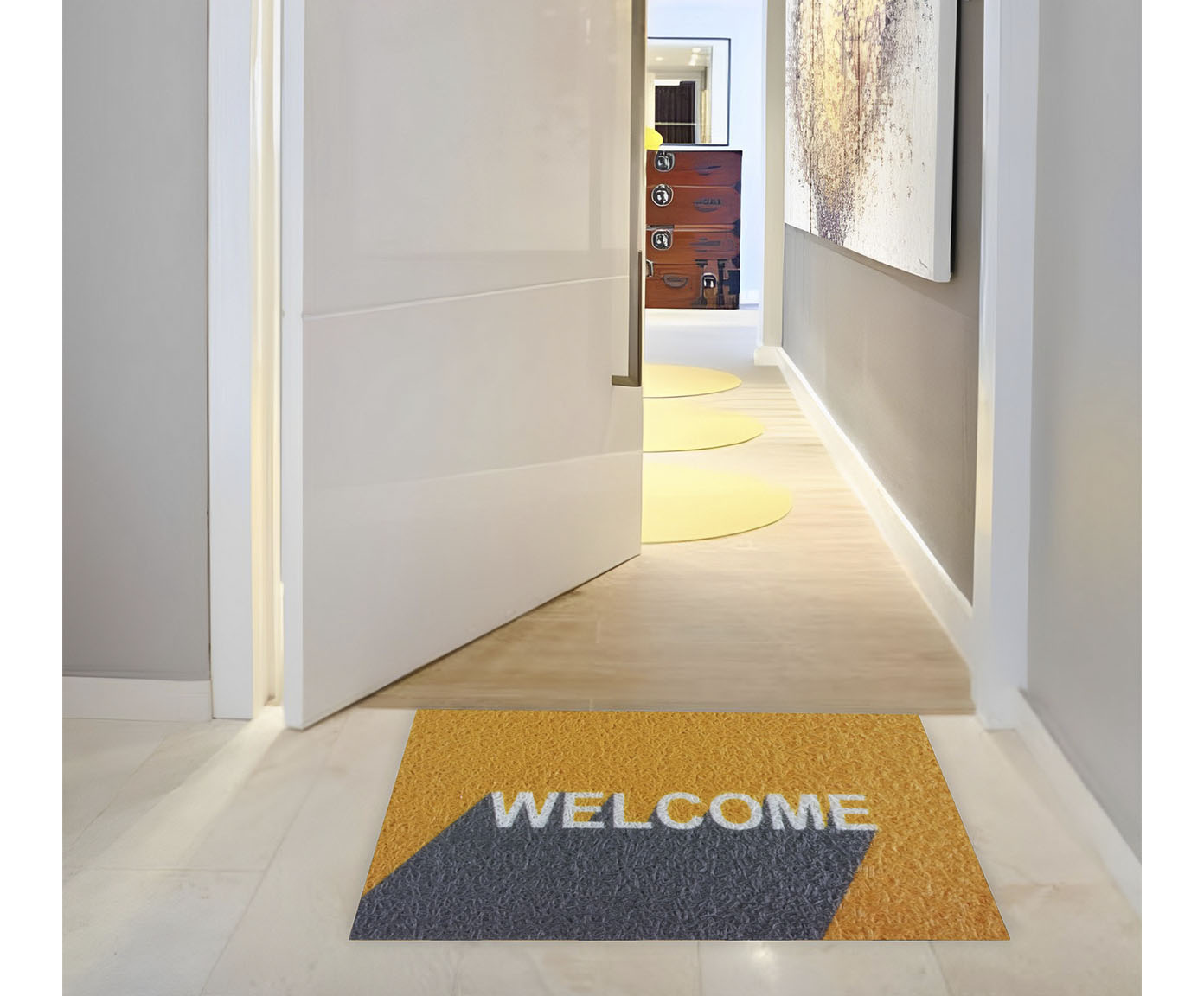 Capacho Welcome Amarelo e Cinza image number 2