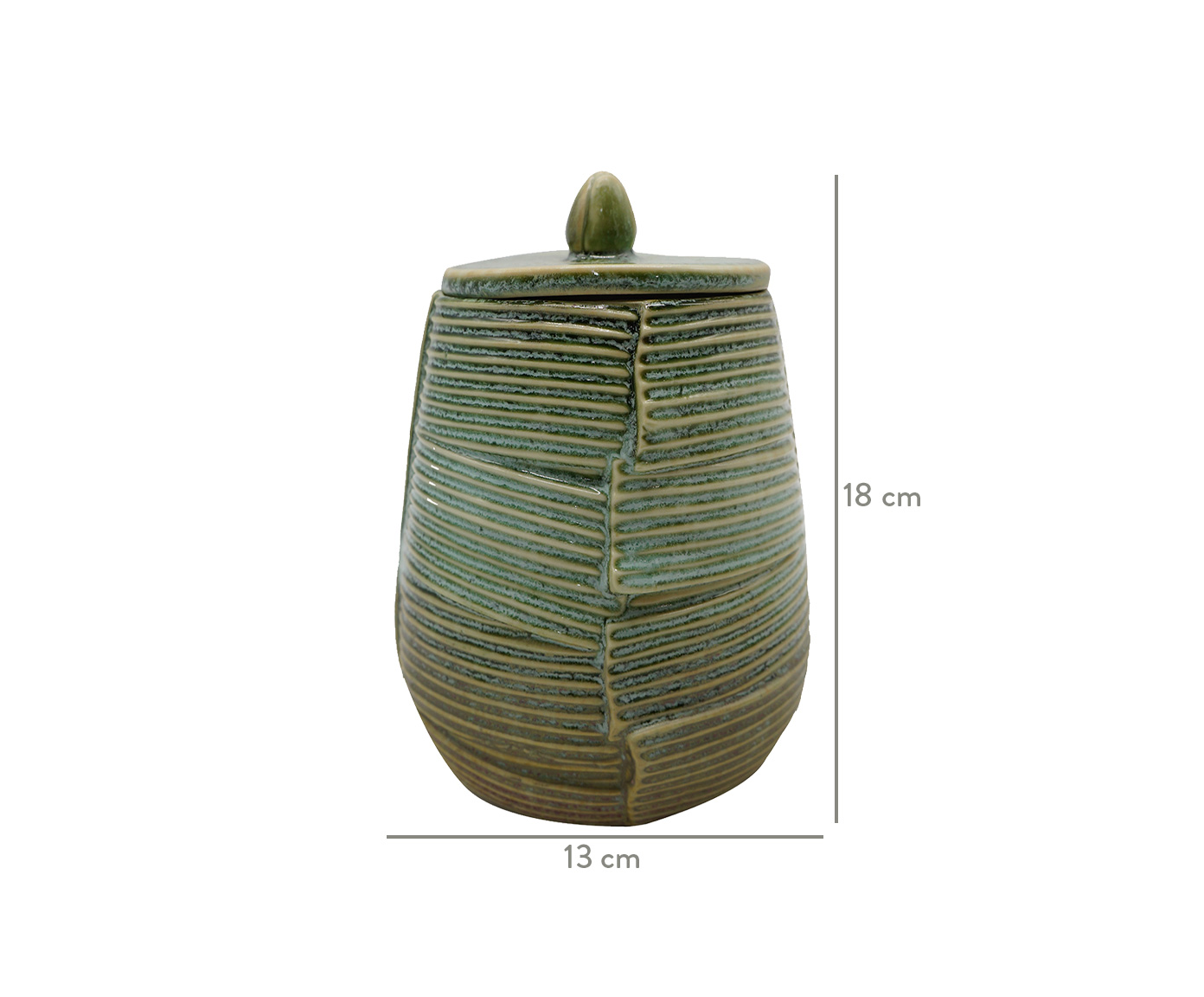 Pote em Cer&acirc;mica Folhas - Verde e Marrom image number 2