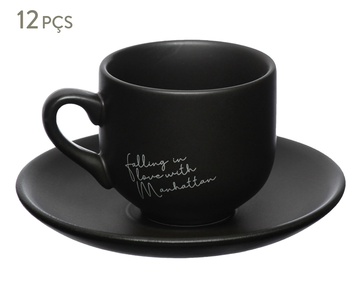 Jogo de X&iacute;caras de Caf&eacute; com Pires em Porcelana Manhattan image number 0
