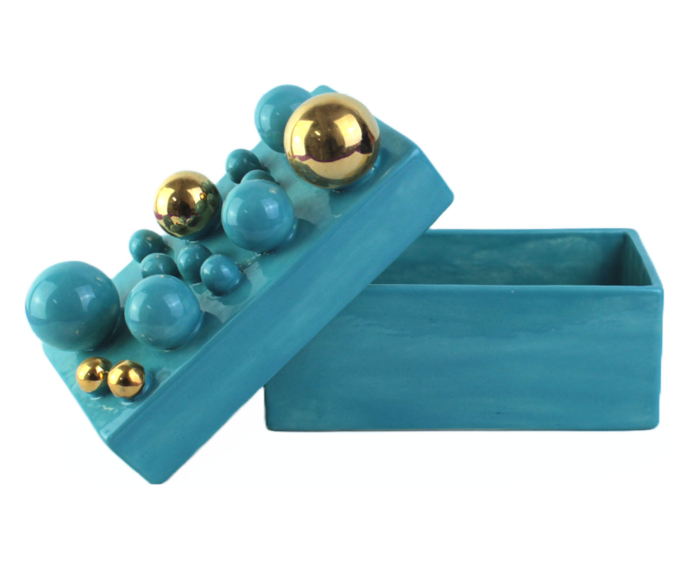 Caixa Greta Sphere Azul Piscina com Ouro image number 1
