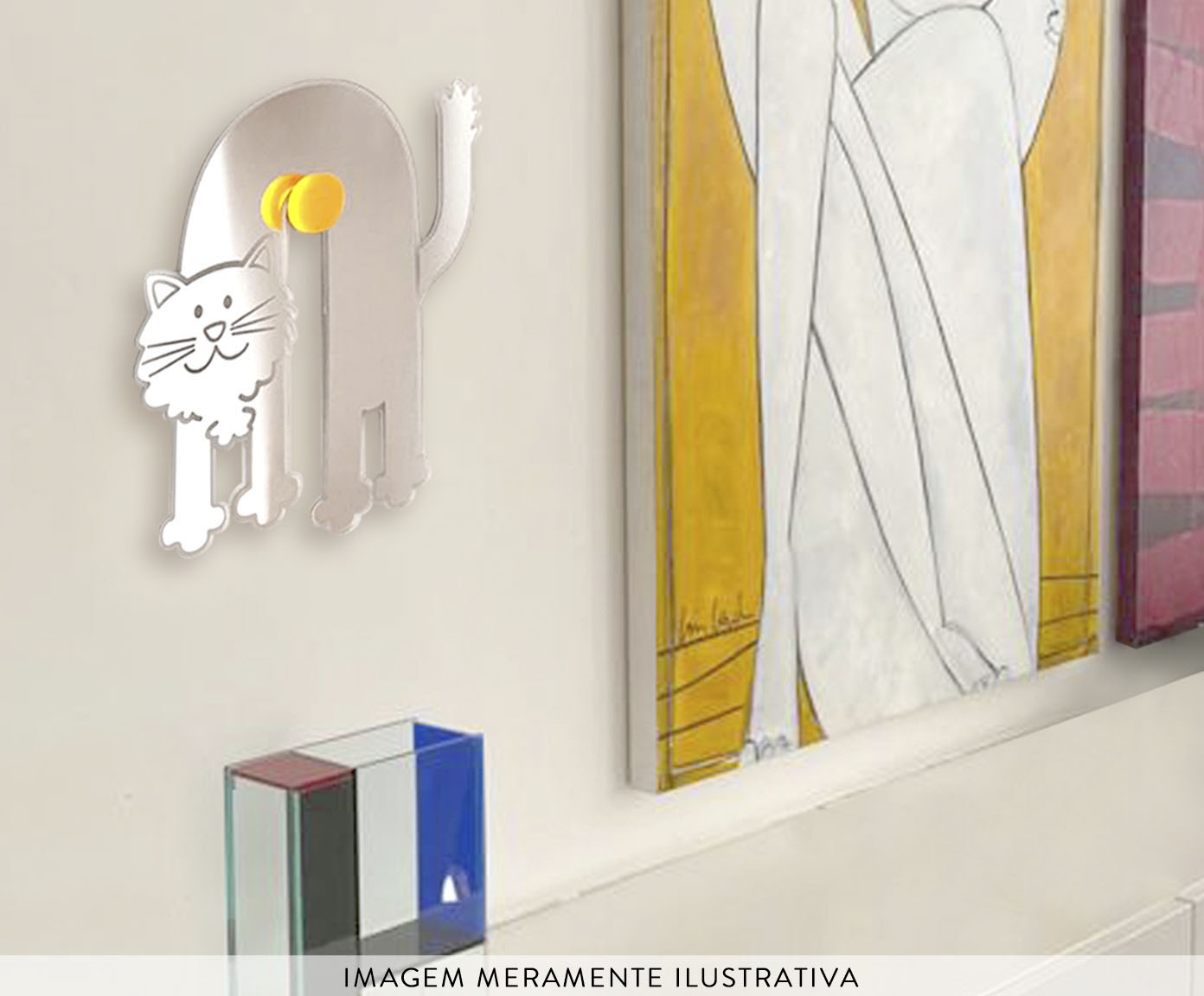 Espelho Decorativo de Gato Amarelo image number 3