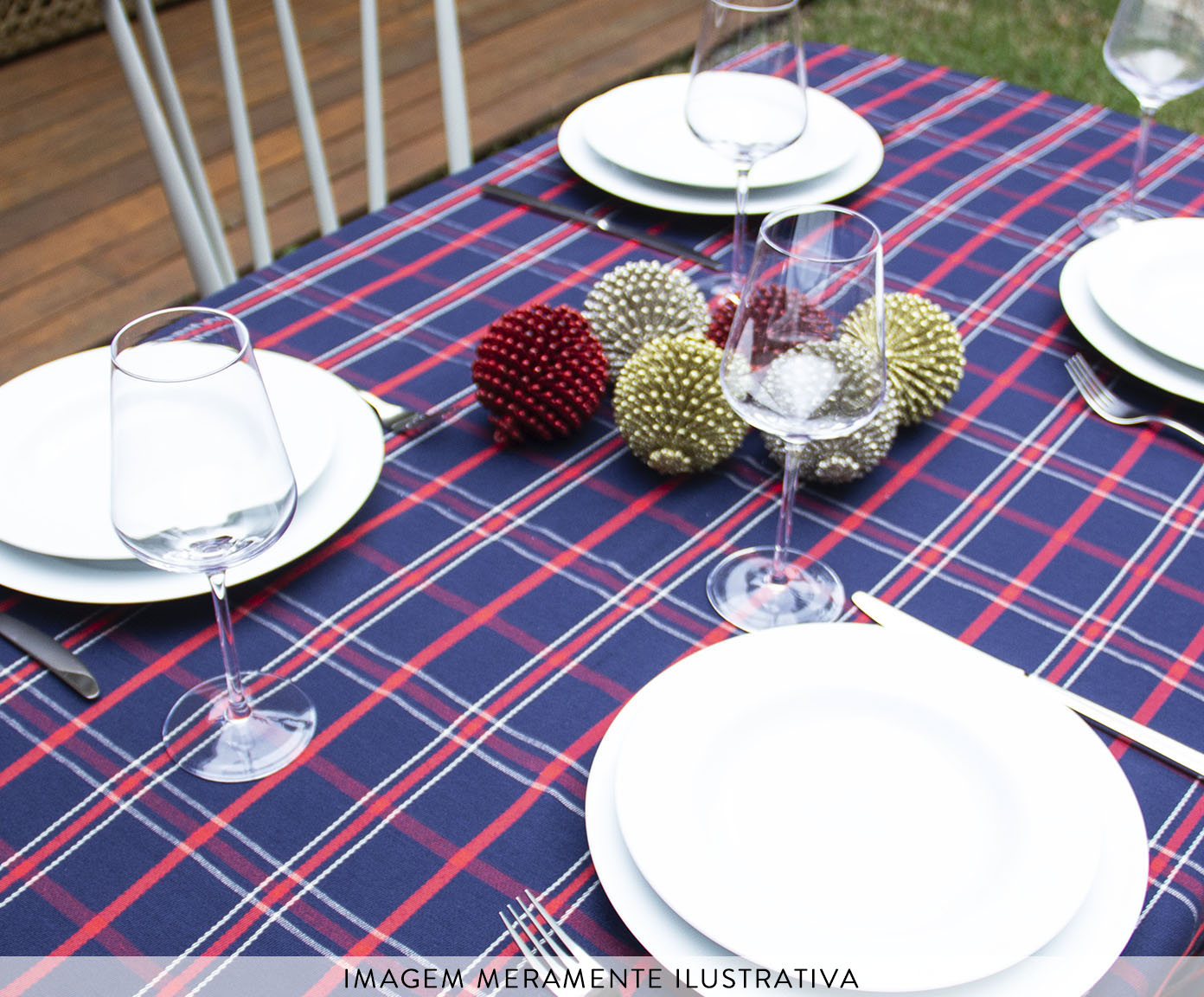 Toalha de Mesa Xadrez Azul e Vermelho image number 5