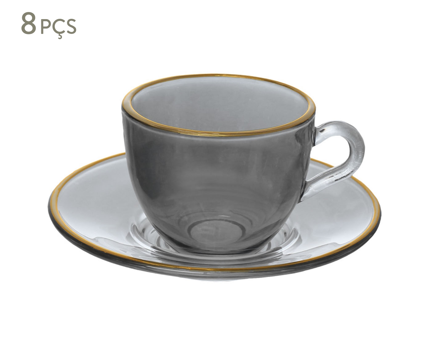Jogo de X&iacute;caras para Caf&eacute; com Borda Dourarada Menfis Preta image number 0