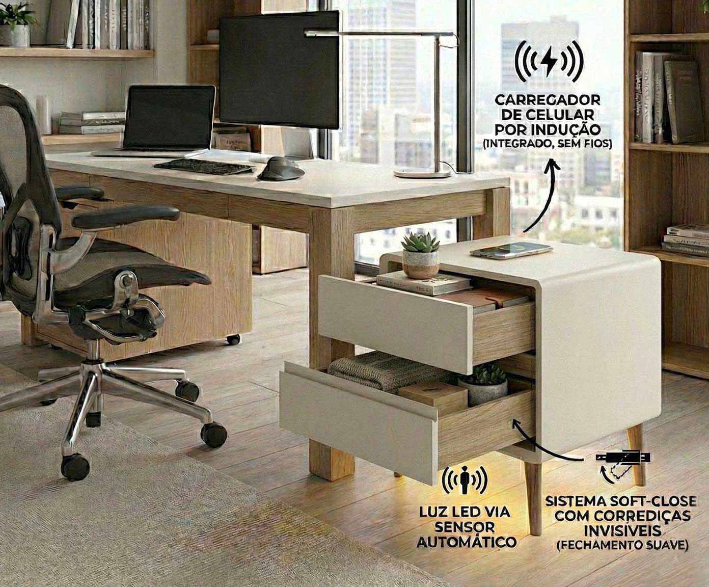 Mesa de Cabeceira Inteligente Smart Genius Vainilla image number 5
