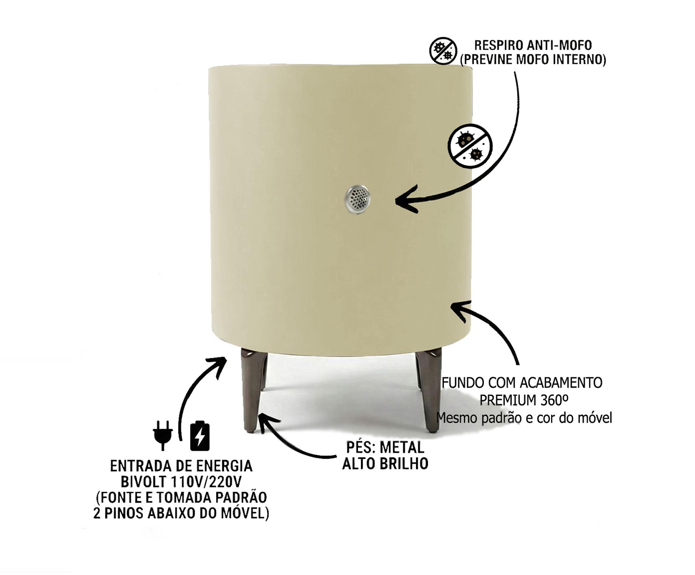 Mesa de Cabeceira Inteligente Smart Illusion Vainilla image number 3