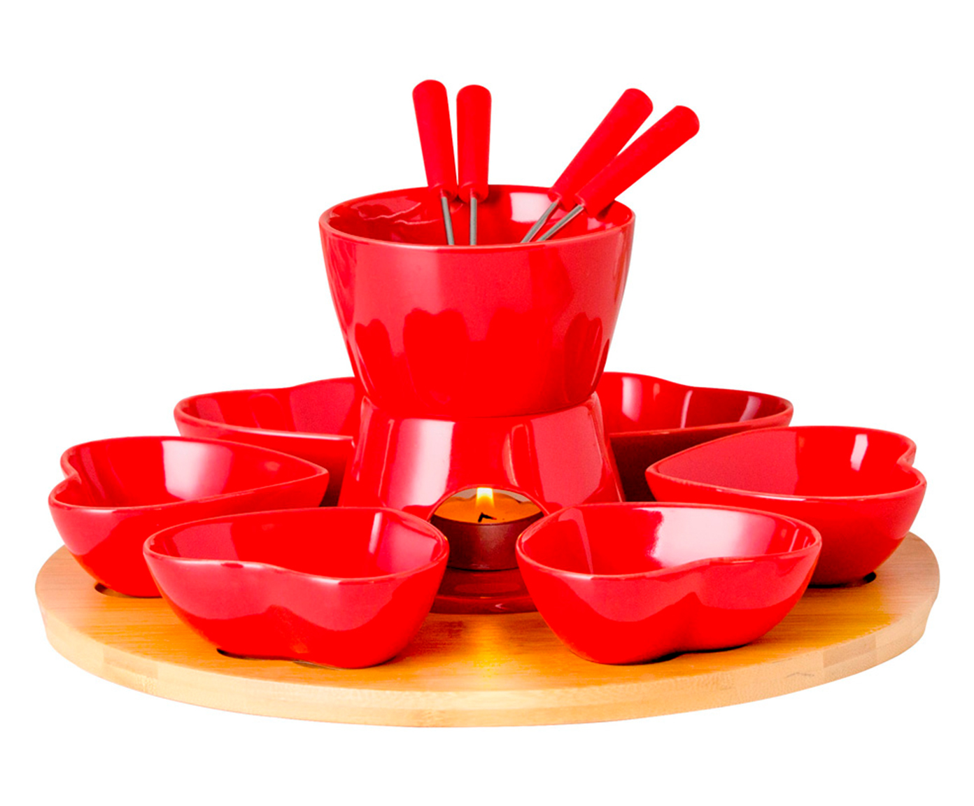 Aparelho de Fondue com Base para Chocolate em Bambu Neri - Vermelha - image 0