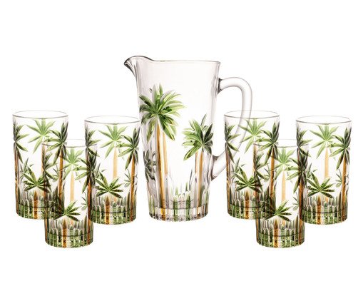 Jogo de Jarra e Copos Palm Tree Handpaint - image 0