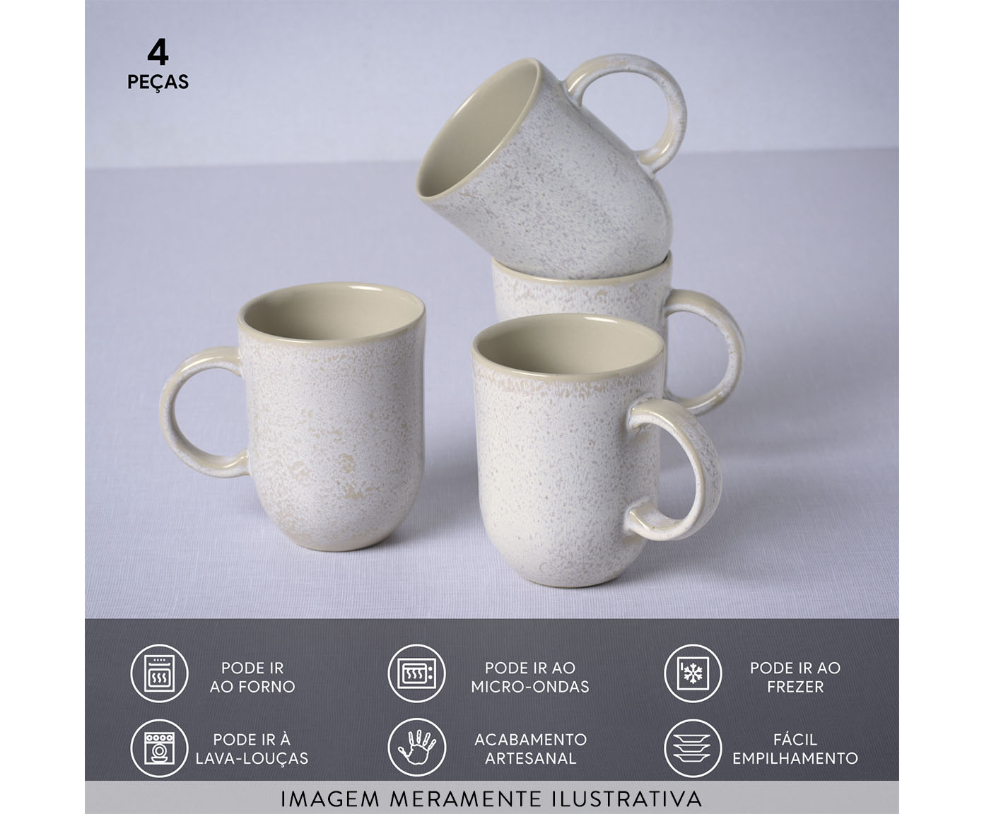 Jogo de Canecas Coup Stoneware Latte Cru image number 4