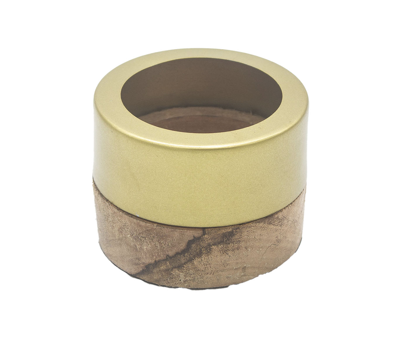Vaso em Metal e Madeira Pequeno - Dourado image number 0