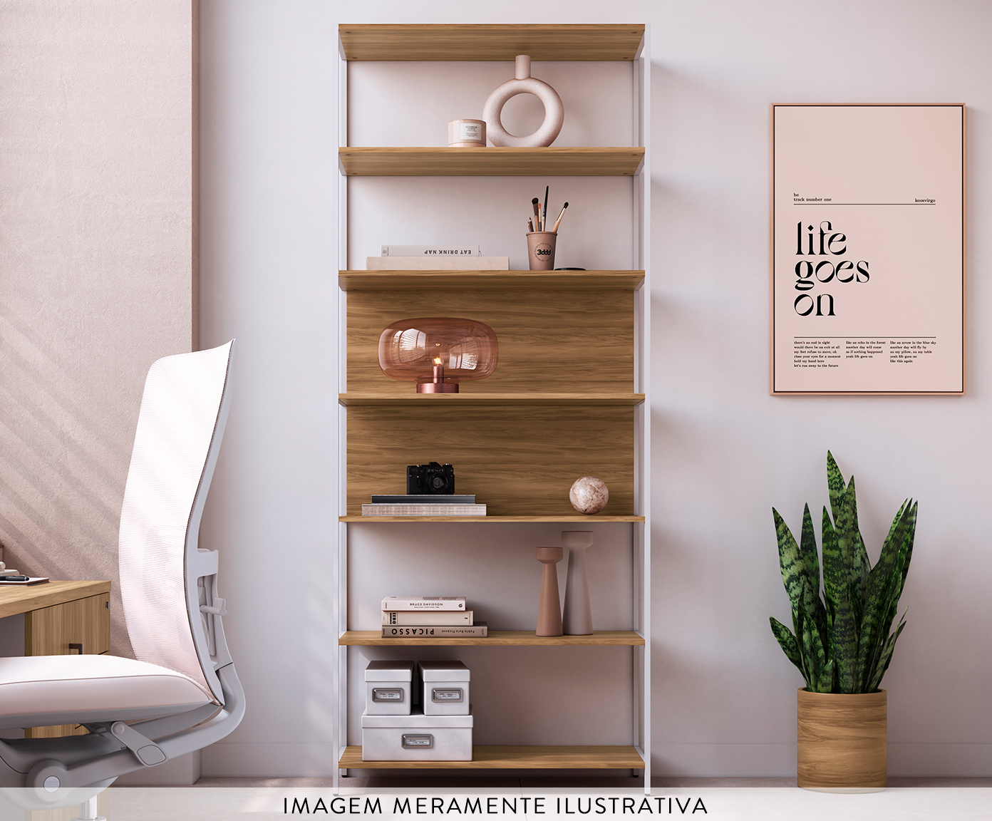 Estante Concept Home Office Nogal - Branco image number 2