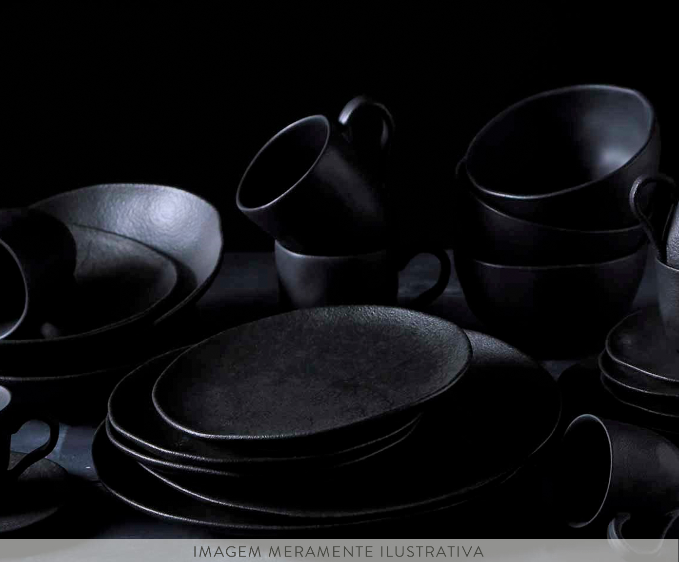 Jogo de Pratos Raso Org&acirc;nico Preto Matte Preto - image 1