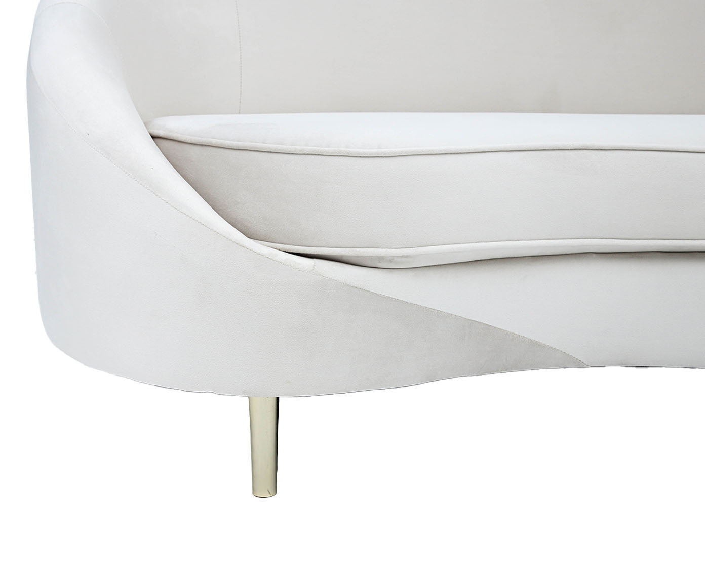 Sof&aacute; em Veludo Jayne com P&eacute;s Dourados - Off White image number 9