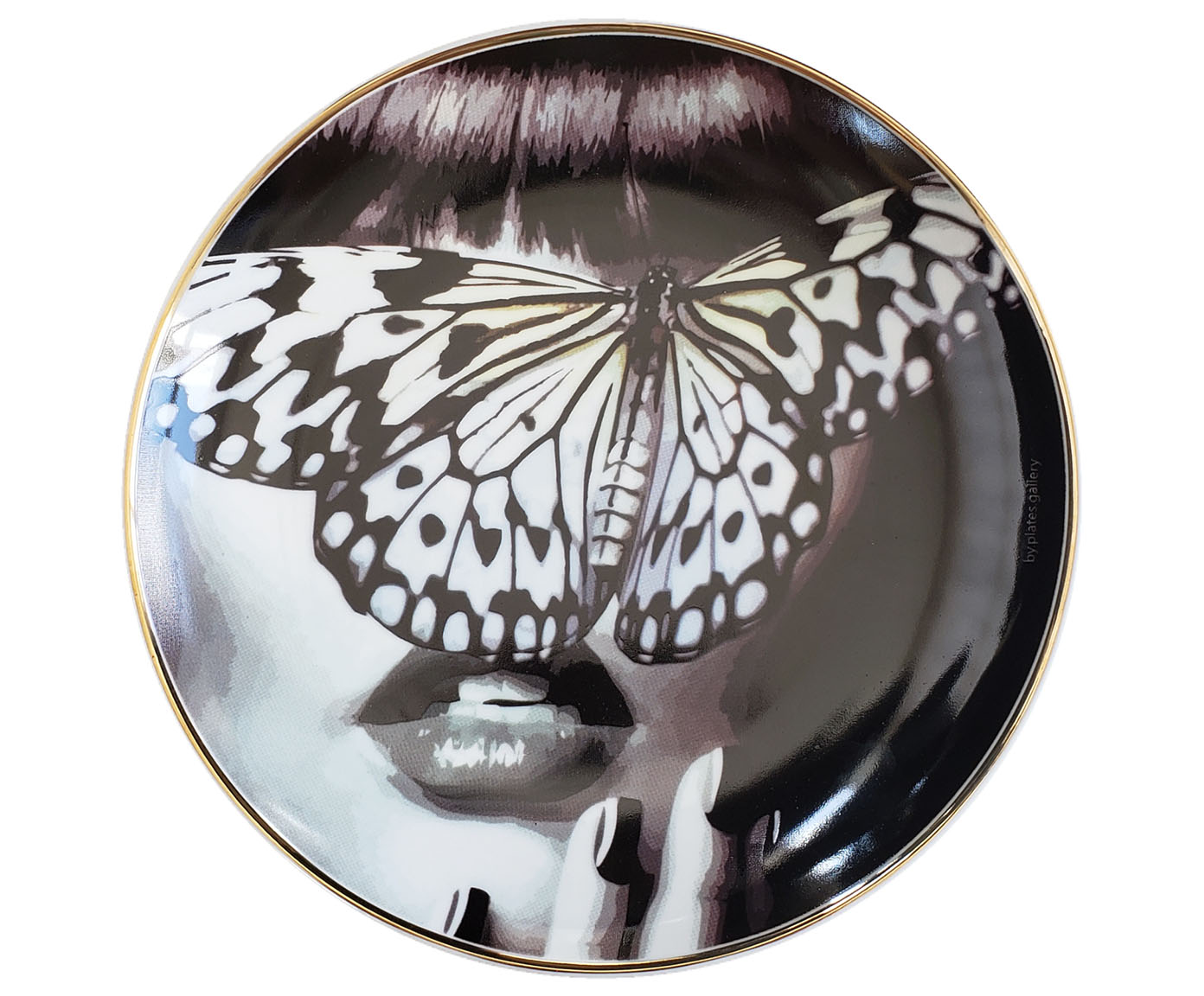 Prato de Porcelana Black Butterfly Woman - image 0