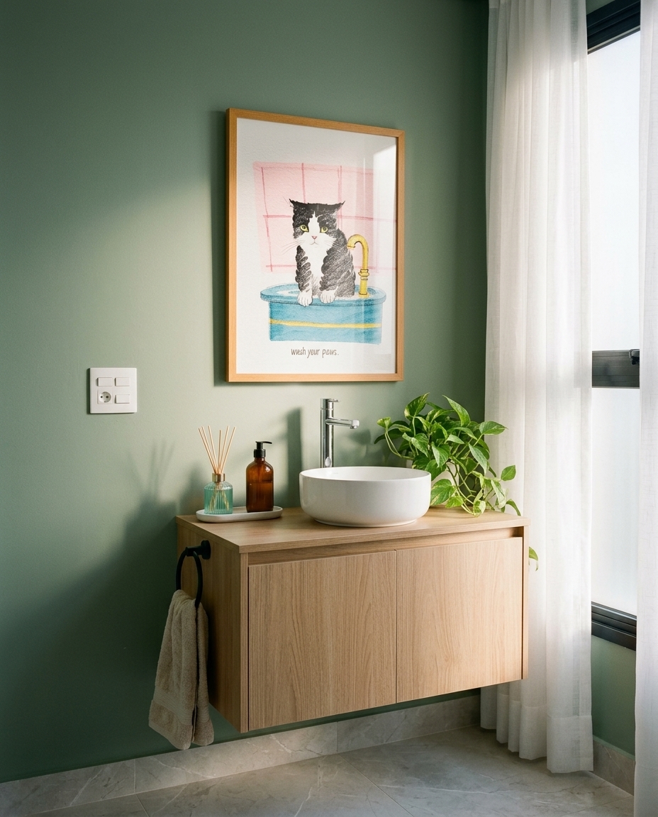 Quadro Wash Your Pawscom Moldura Marrom image number 4
