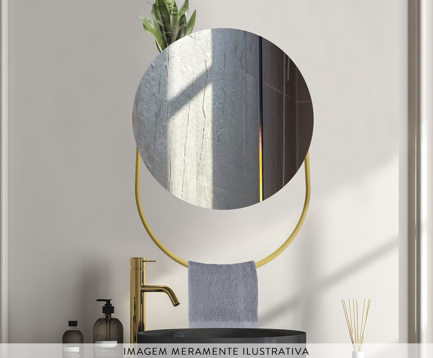 Espelho Pratic Circle Dourado - image 1