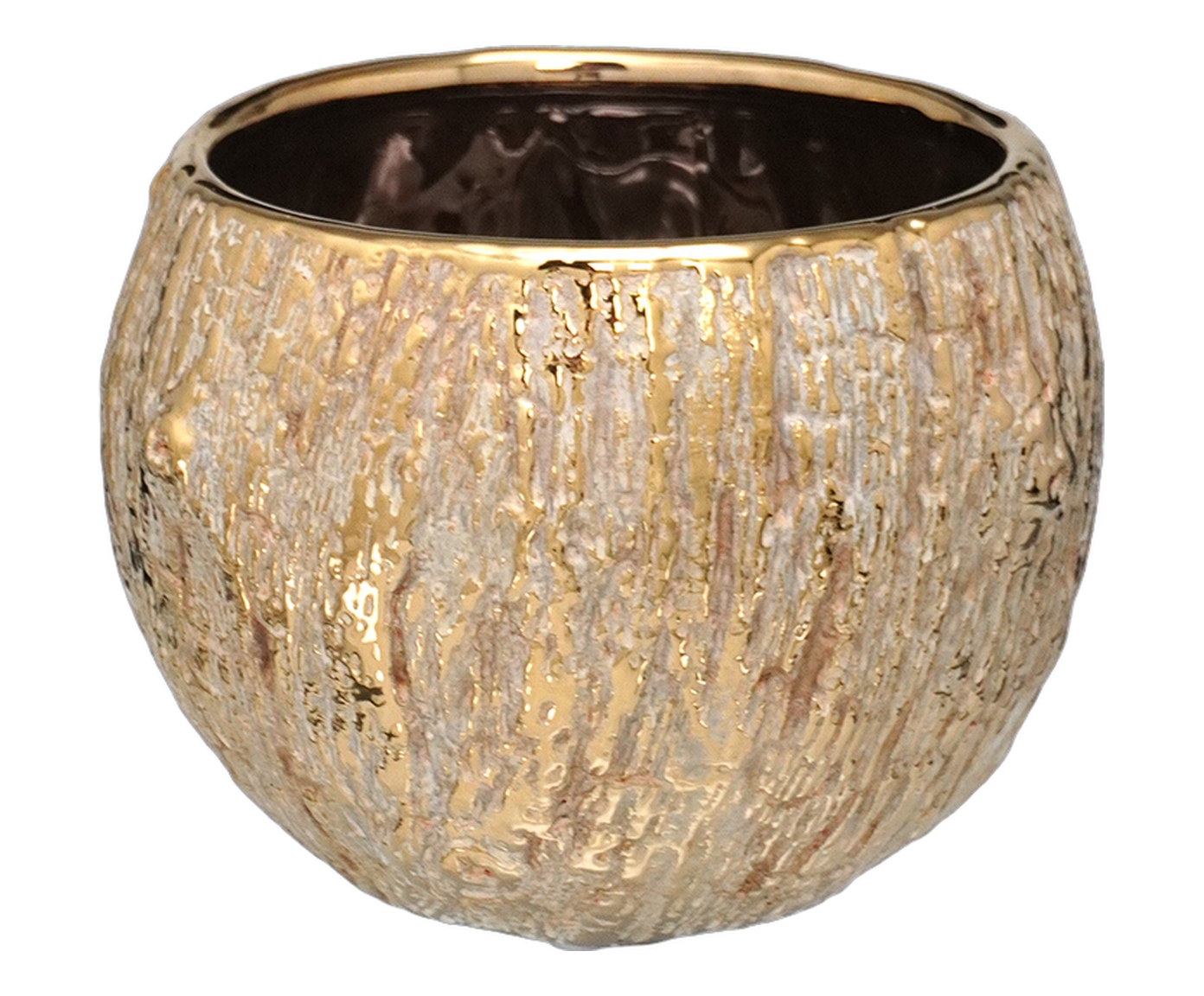 Cachepot Decorativo Florenza Cinza e dourado image number 0