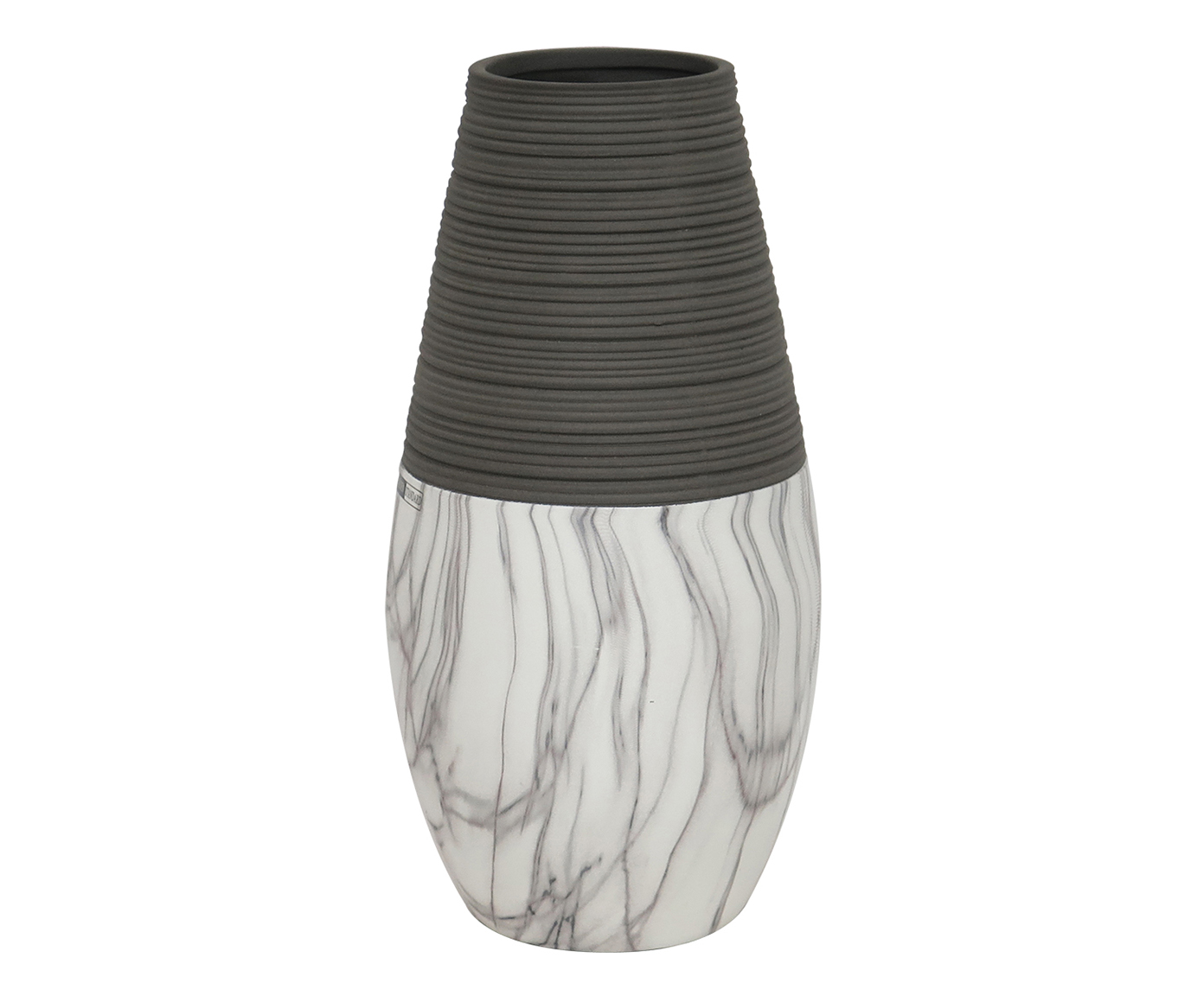 Vaso em Cer&acirc;mica Marmorizada Ender - Cinza e Branco - image 0