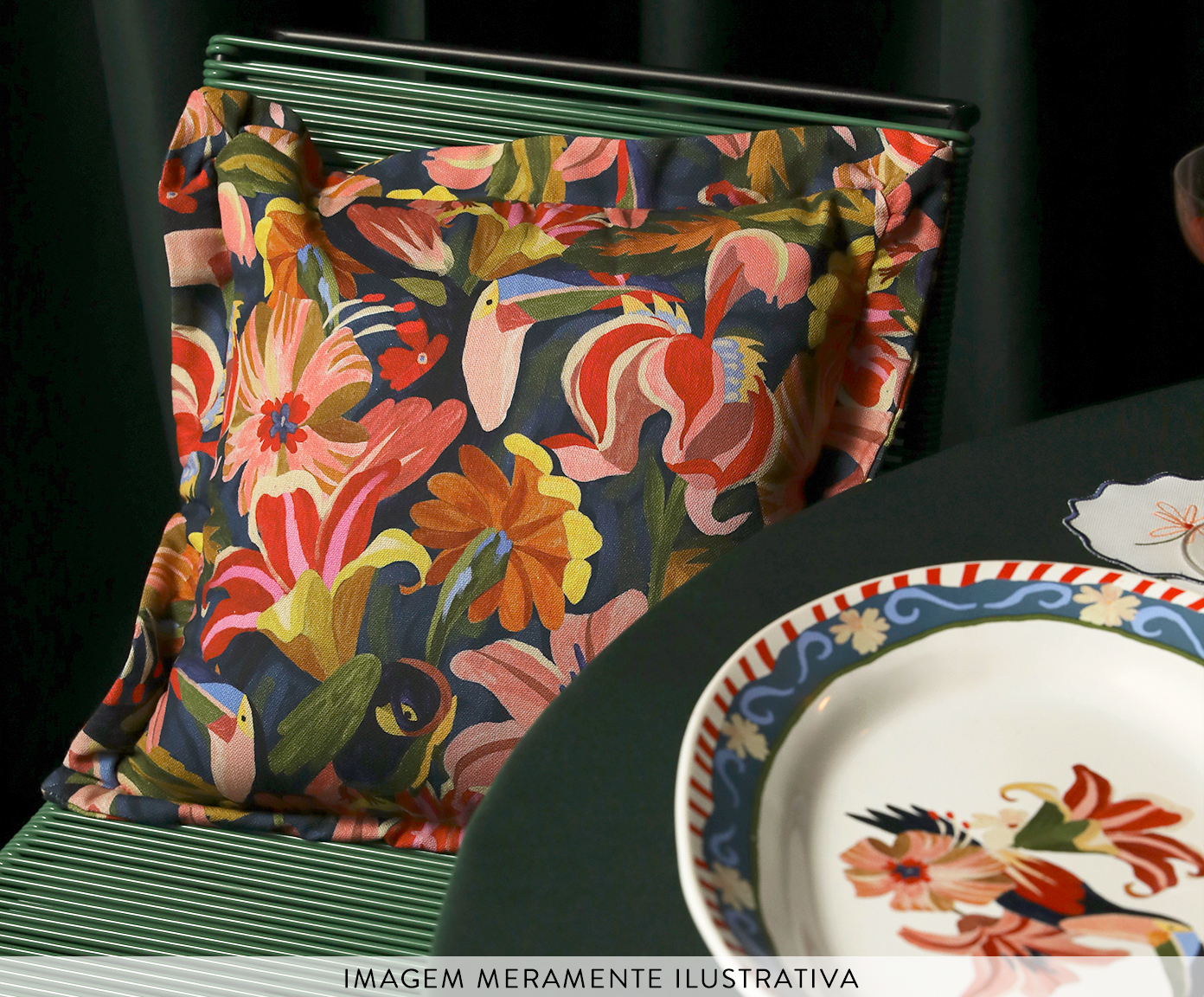 Capa de Almofada Dupla Face Floral e Listras image number 11