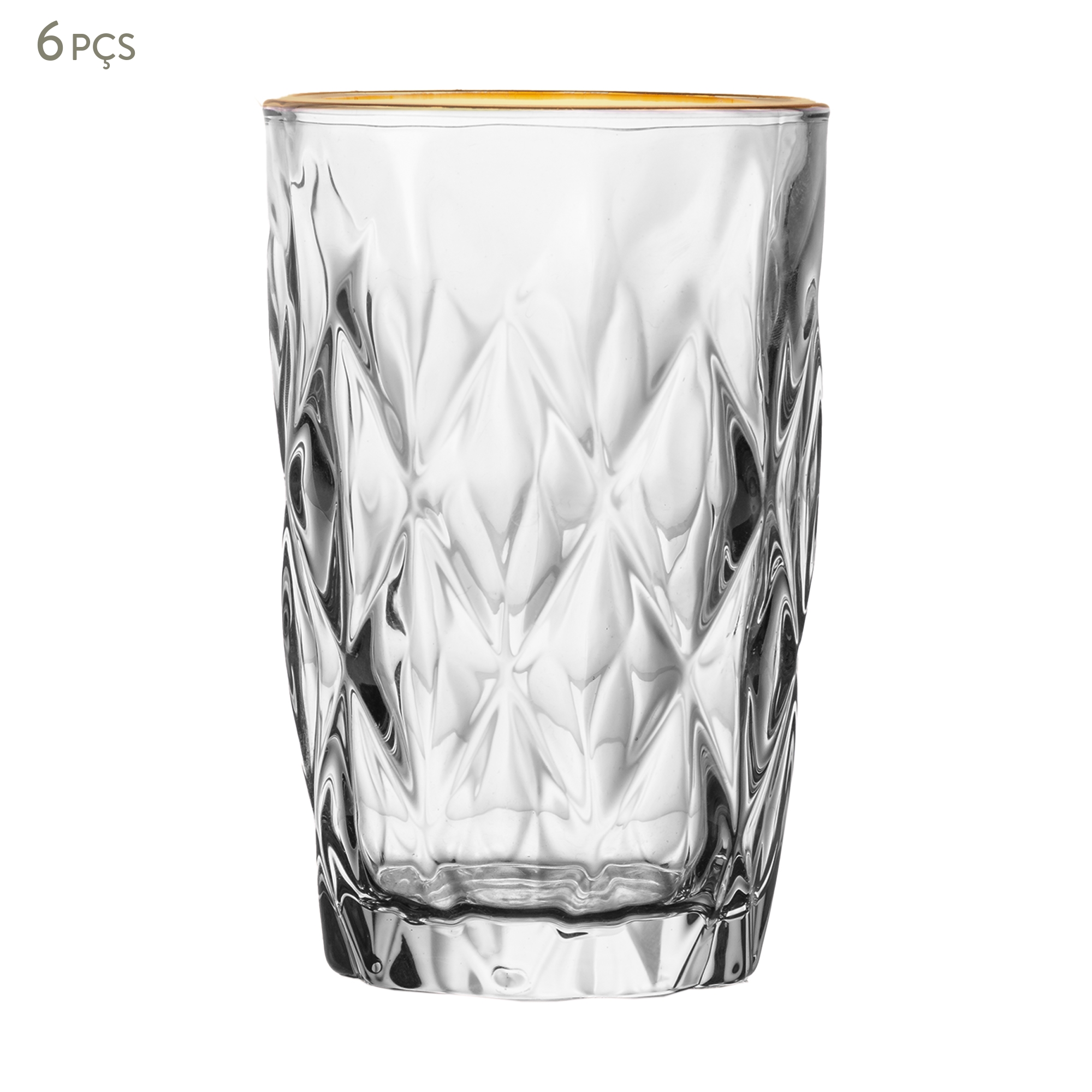 Jogo de Copos Altos Fio Dourado Diamond image number 0