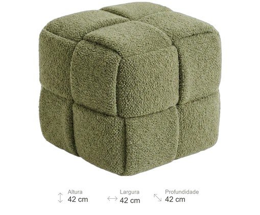 Pufe Cubo em Boucl&eacute; verde image number 2