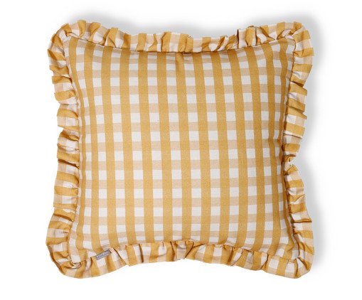 Capa de Almofada Estampada com Babados Vichy Elena Amarelo image number 0