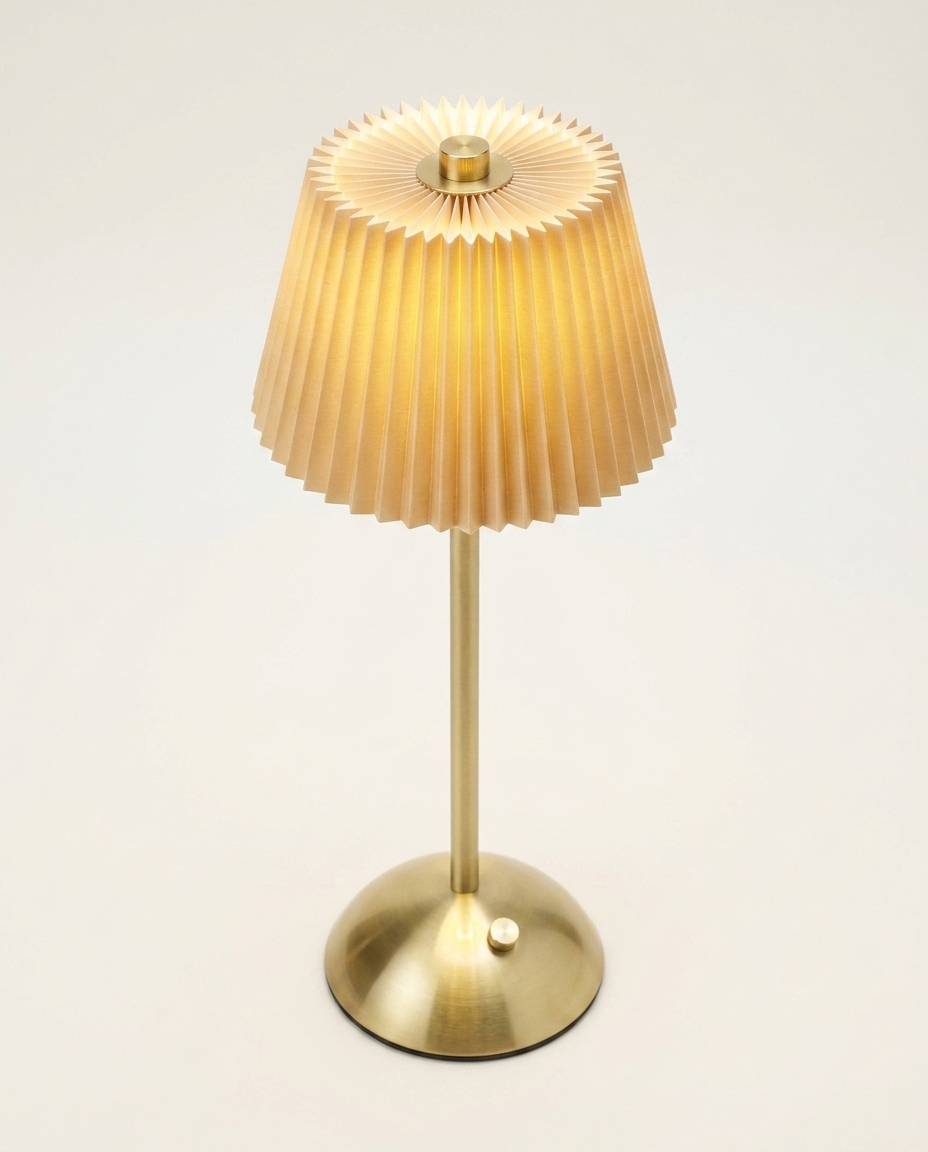 Lumin&aacute;ria de Mesa Moho Dourado e Bege image number 3