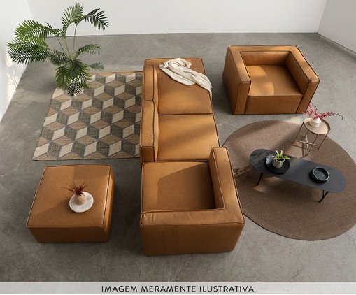 Sof&aacute; 4 M&oacute;dulos Encosto Parcial Direito Mensa em Couro image number 8
