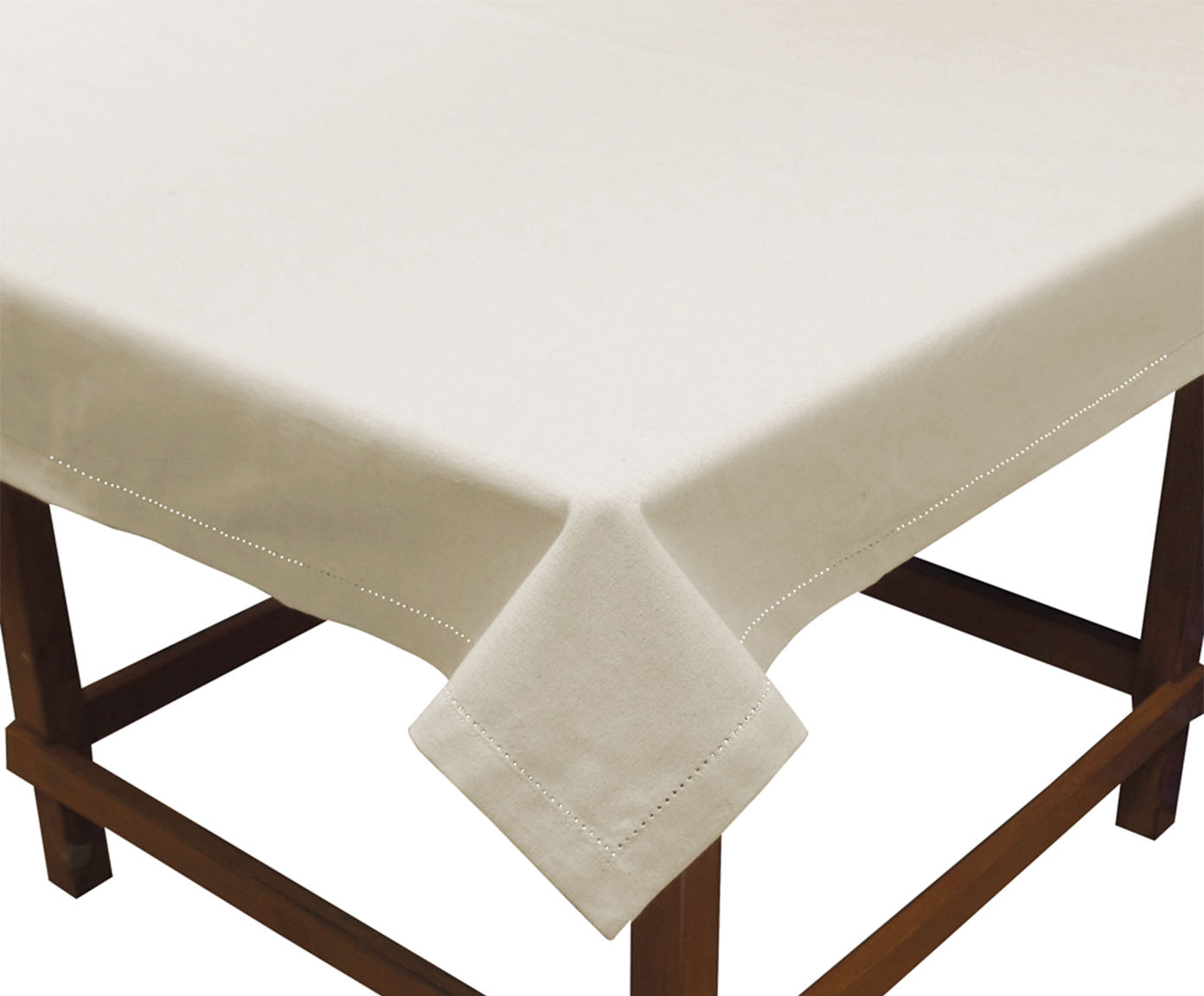 Toalha de Mesa Retangular 04 Lugares com Borda Mitrada Cru - image 0