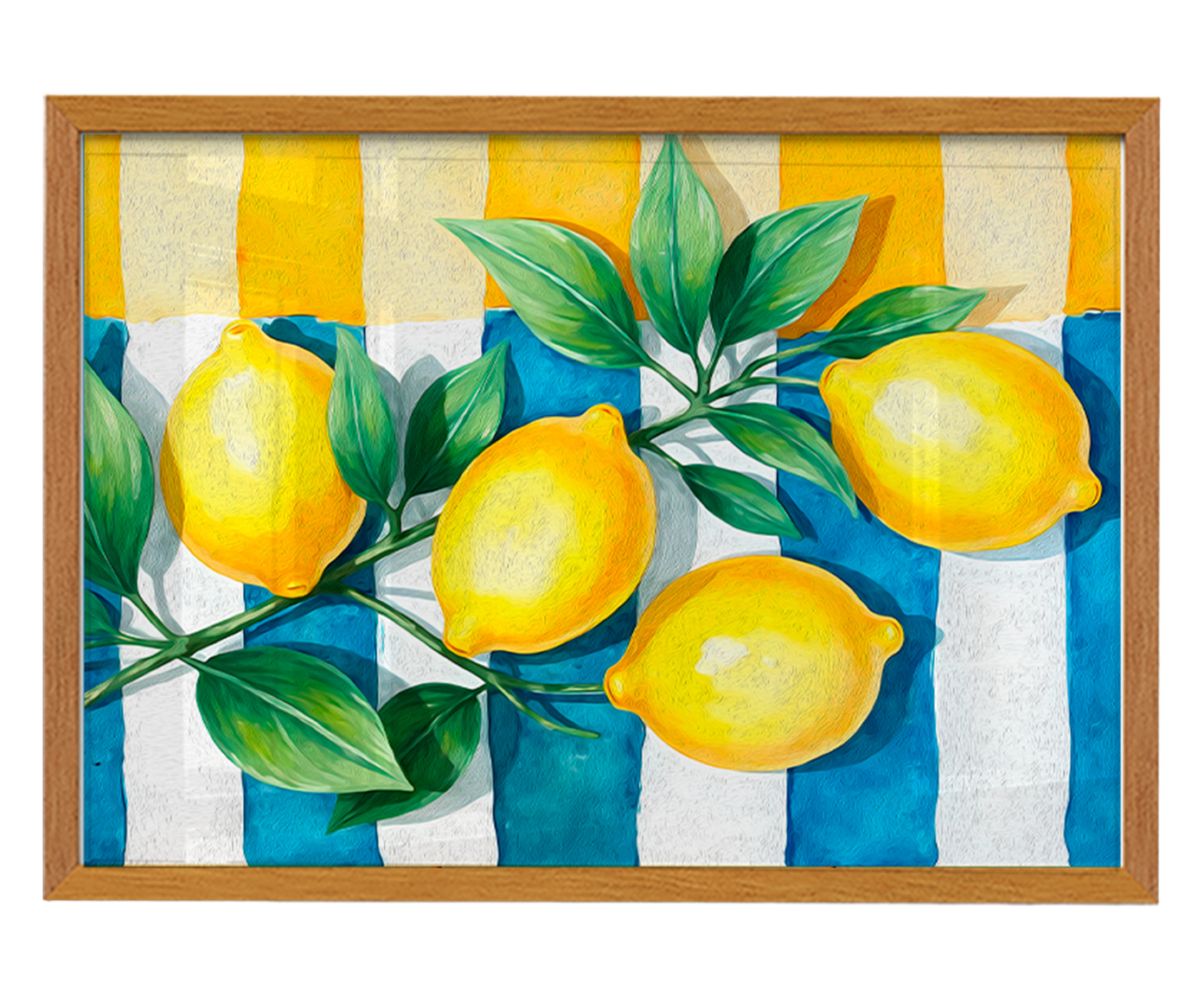 Quadro Lim&atilde;o Siciliano Listradocom Moldura Marrom image number 0