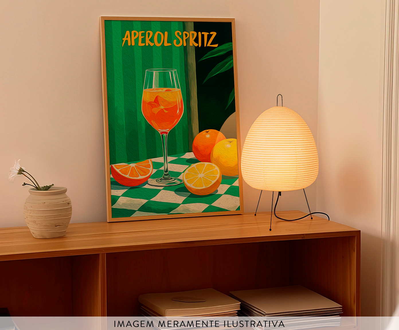 Quadro Um Aperol Spritz com Moldura Marrom image number 1