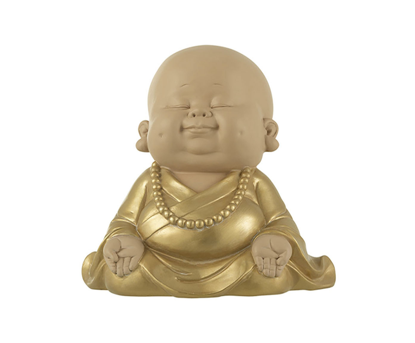 Escultura Monge Meditando Dourado image number 0