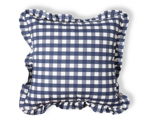 Capa de Almofada Estampada com Babados Vichy Elena Azul Marinho image number 0