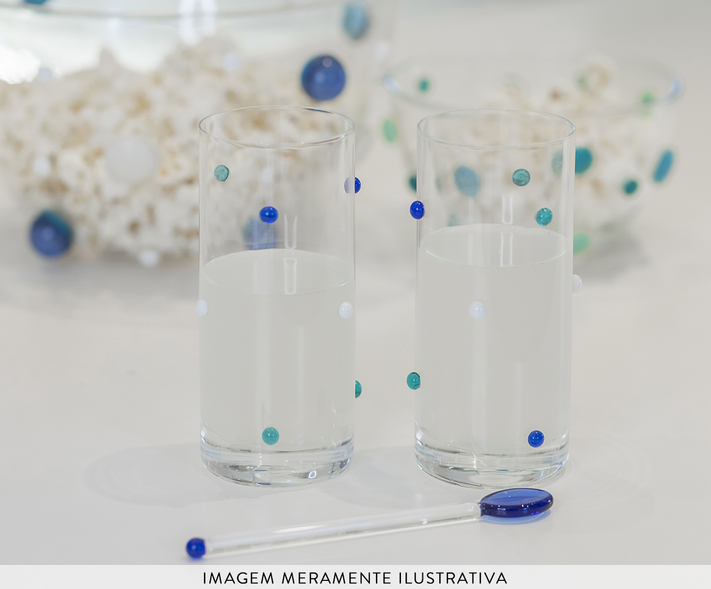 Copo em Cristal Gemas Mix Branco e Azul image number 1