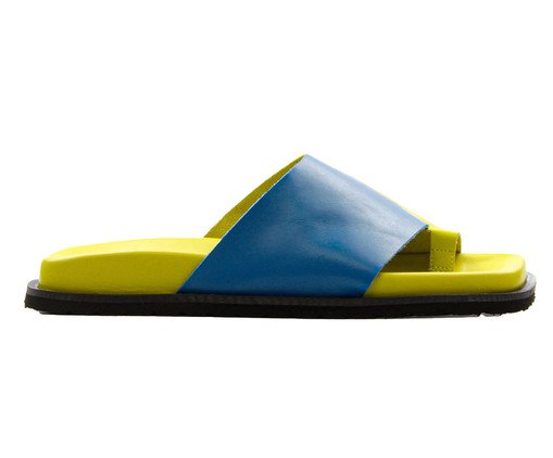 Chinelo Slide Duo em Couro Verde image number 0