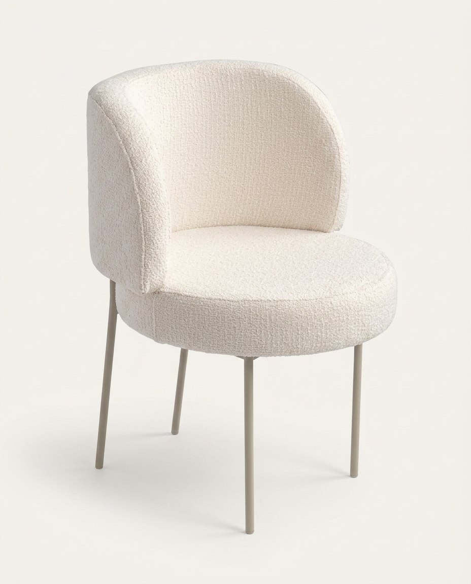 Cadeira Zurique Boucl&eacute; Off White e Taup&eacute; image number 3