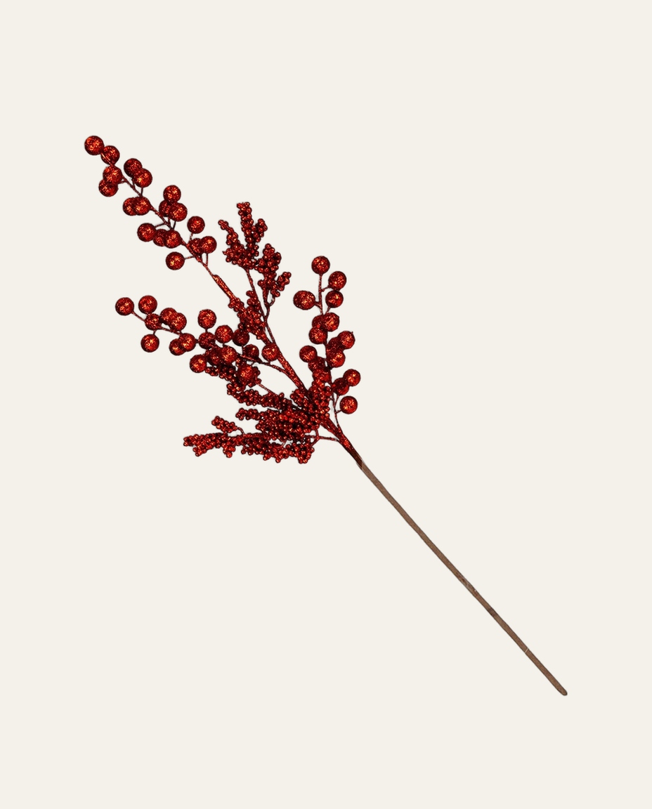 Galho Natalino Bagas Glitter Vermelho - image 0