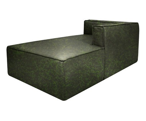 Sof&aacute; M&oacute;dulo Chaise Mensa em Couro Verde image number 3