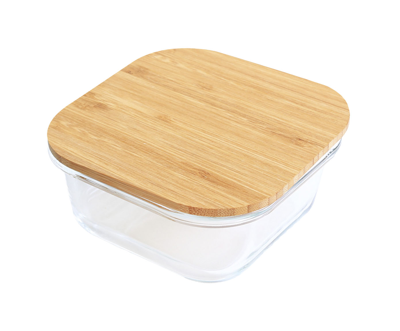 Pote Quadrado Tampa Flat Bambu - 800ml - image 0
