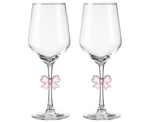 Jogo de Ta&ccedil;as para Vinho Lace Rosa image number 1
