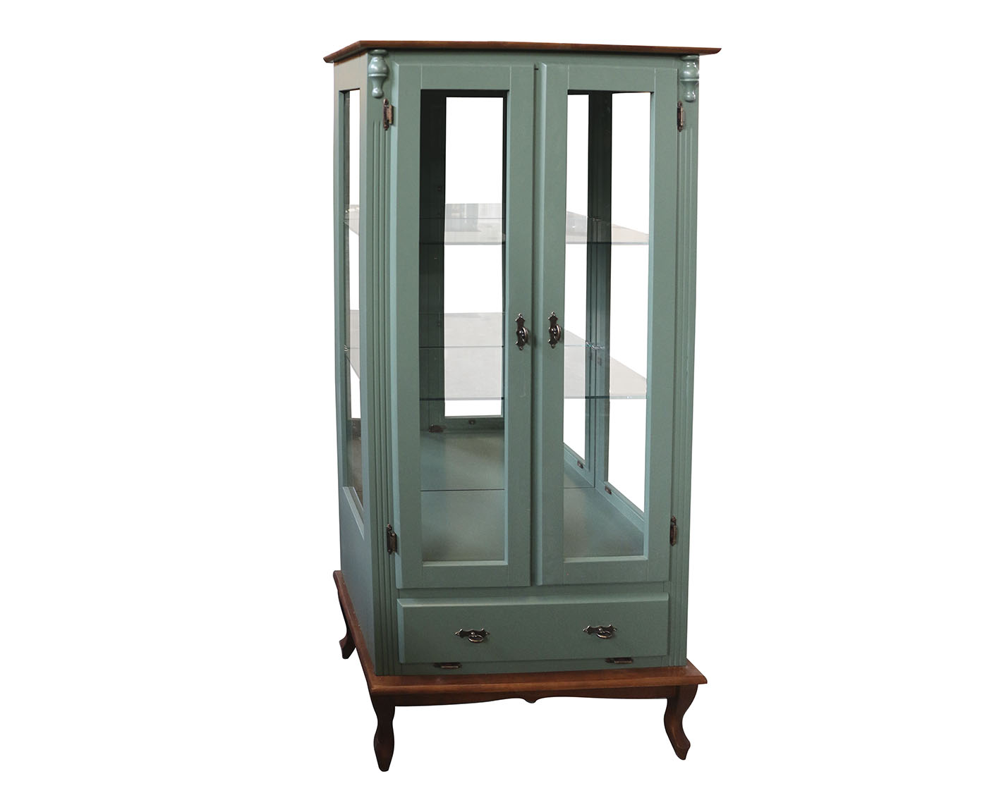 Vitrine Luiz Xv Rafaldini Verde Kalle e Imbuia Glaser - image 0