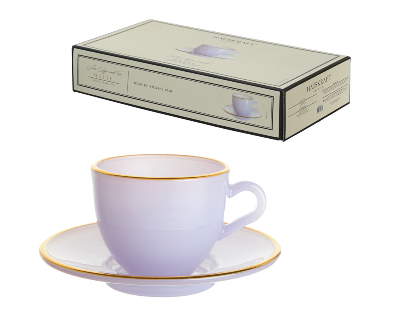Jogo de X&iacute;caras para Caf&eacute; com Borda Dourada Matte Lilas image number 1