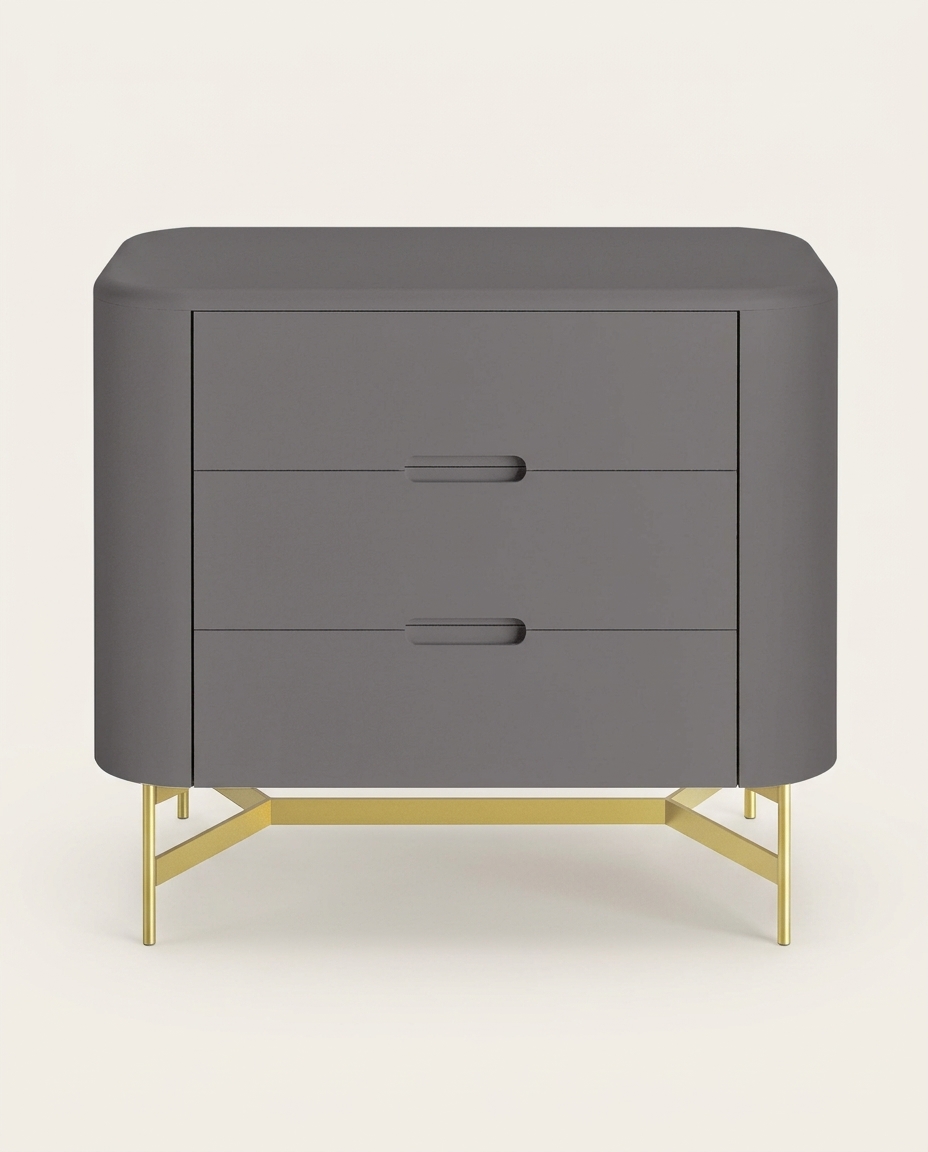 Mesa de Cabeceira Greyz Cinza e Dourado - image 0