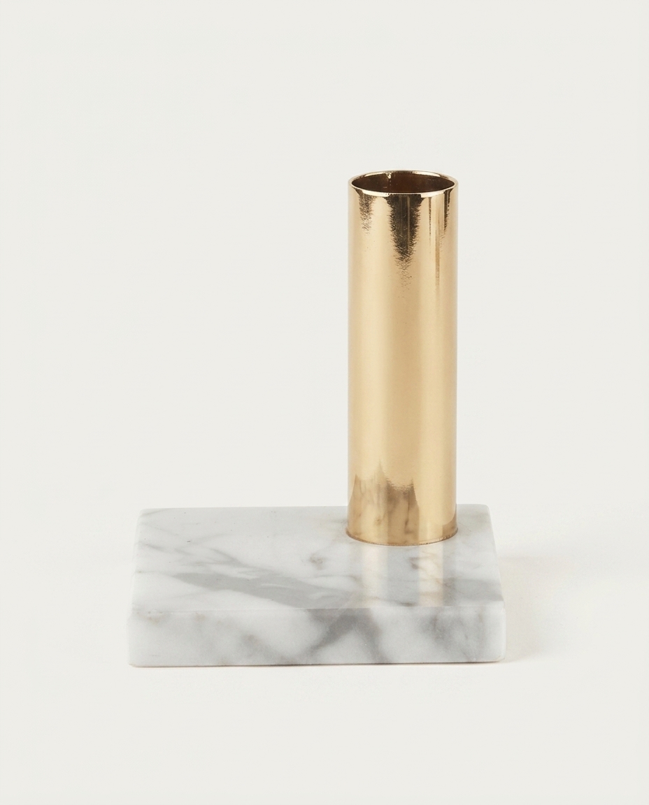 Casti&ccedil;al de Pedra e Metal Cr&eacute;dible Branco e Dourado image number 3