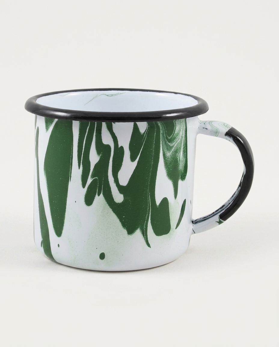 Caneca Esmaltada Marmorizada Verde image number 3