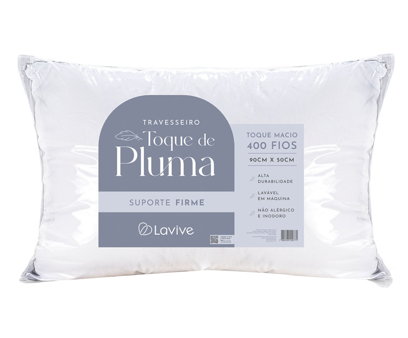 Travesseiro Toque de Pluma Firme Branco image number 0