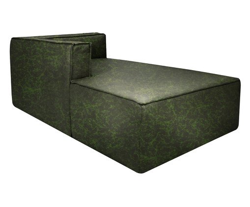 Sof&aacute; M&oacute;dulo Chaise Mensa em Couro Verde image number 3
