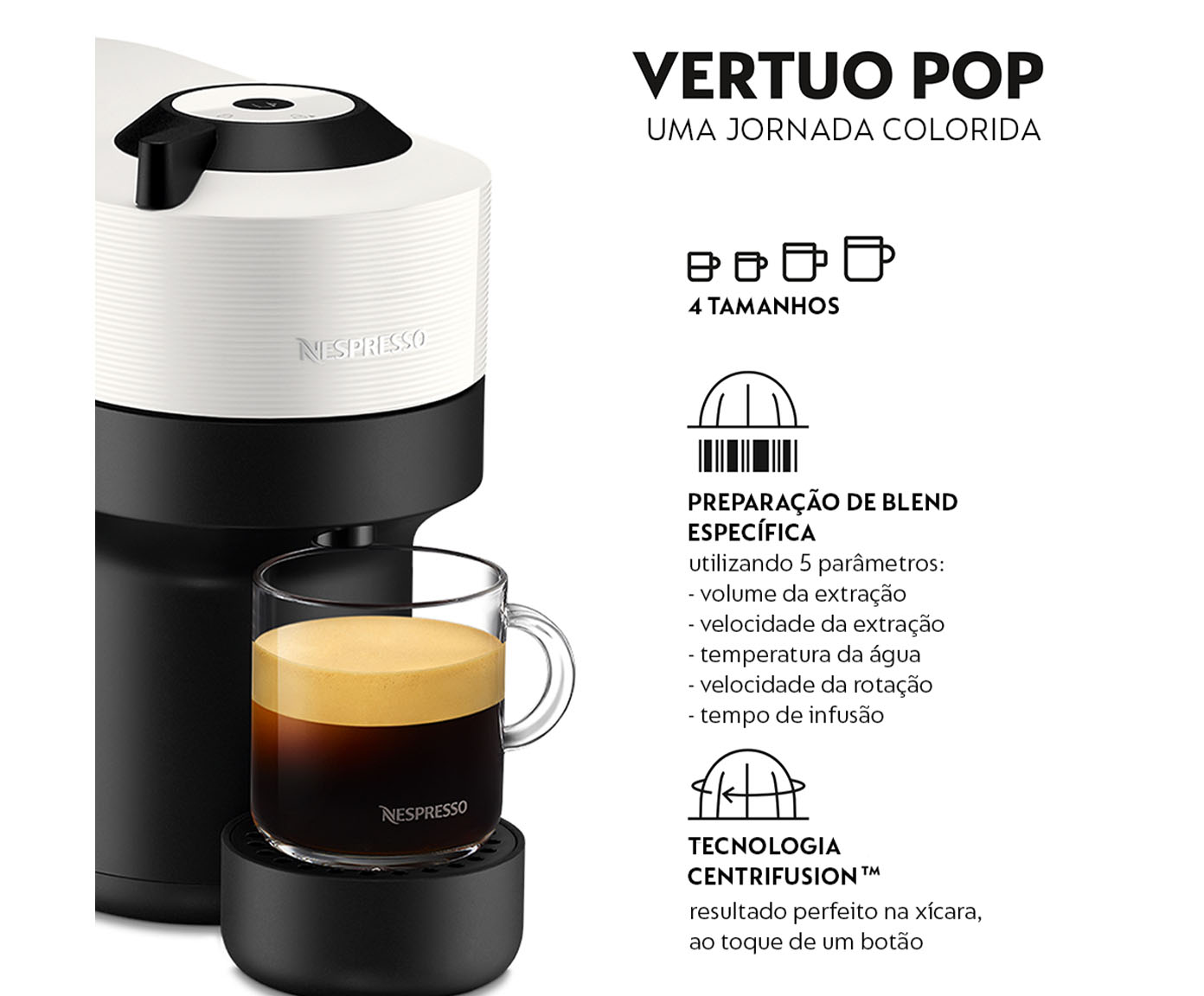 Cafeteira Nespresso Vertuo Pop Branco Coco - 110V image number 7