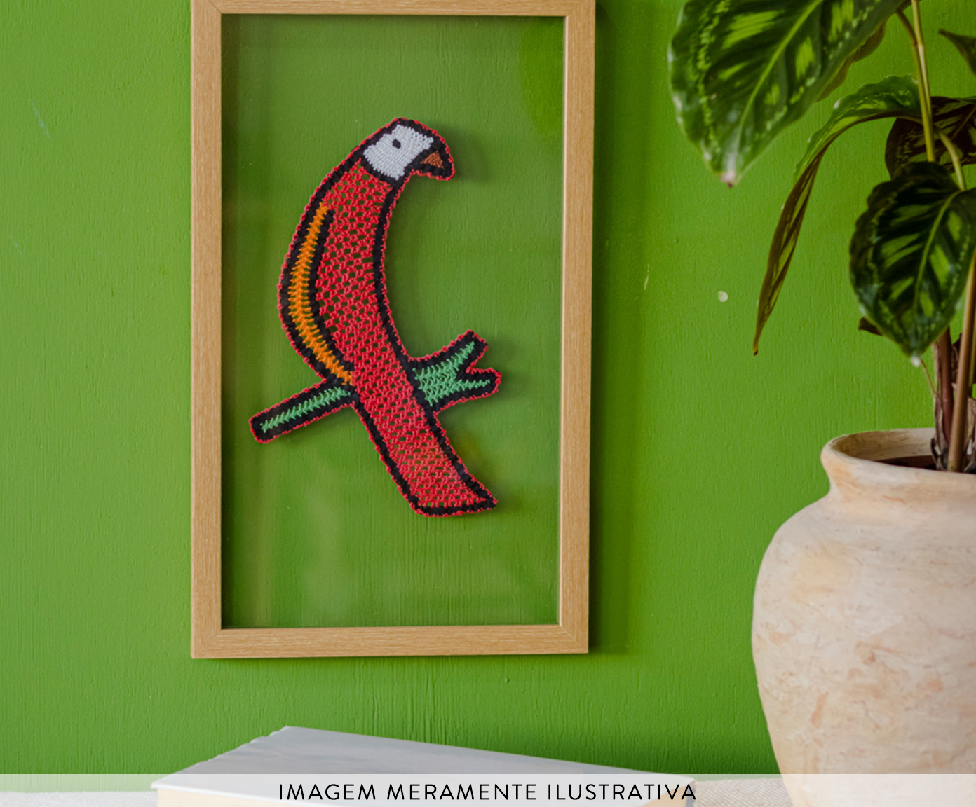 Quadro Renda Renascen&ccedil;a P&aacute;ssaro Vermelho image number 1